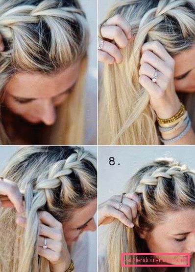 castone a treccia francese con capelli fluenti