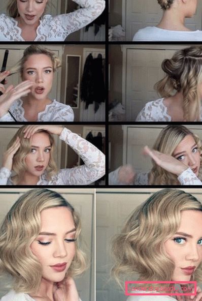 Stile elegante e alla moda su capelli medi con grandi ricci