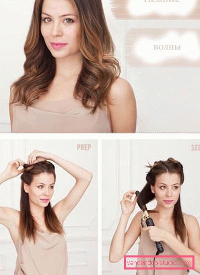 Stile elegante e alla moda su capelli medi con grandi ricci