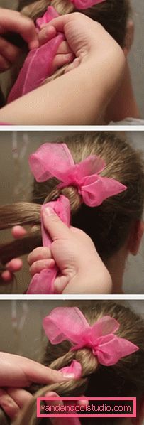 Treccia con il nastro dalla coda passo dopo passo