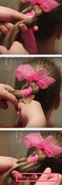 Treccia con il nastro dalla coda passo dopo passo