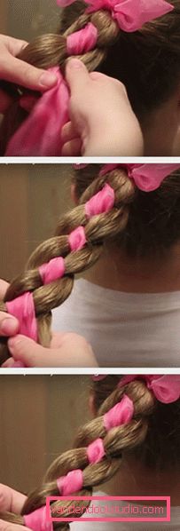 Treccia con il nastro dalla coda passo dopo passo