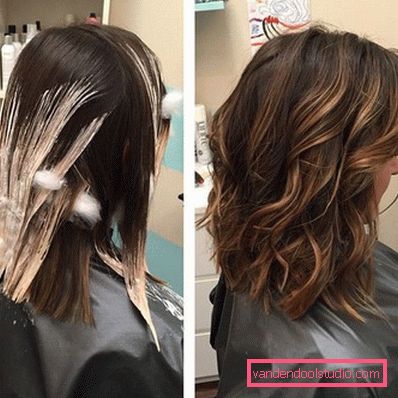 Come fare shatush su capelli scuri di media lunghezza