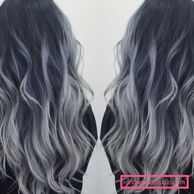 Shatush su capelli lunghi scuri.