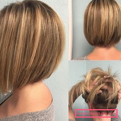 Taglio di capelli quadrato sui capelli corti