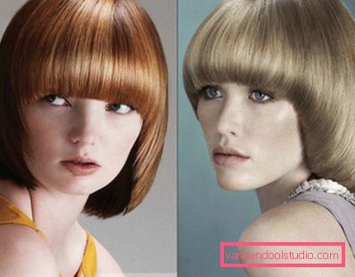 Pagina di taglio di capelli su capelli di media lunghezza