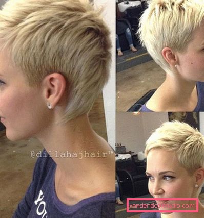 foto di taglio di capelli pixie bionda