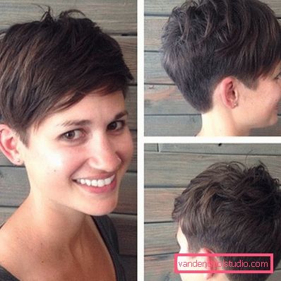 foto di taglio di capelli pixie di bruna