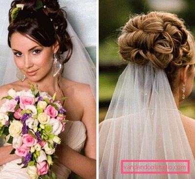 Acconciature da sposa per capelli lunghi con un velo