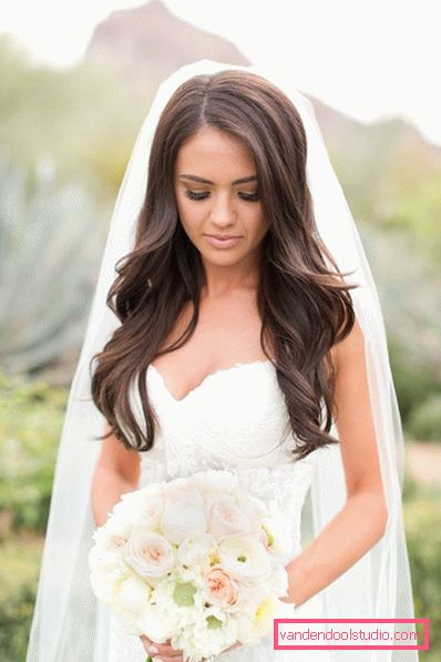 Acconciature da sposa per capelli lunghi con un velo