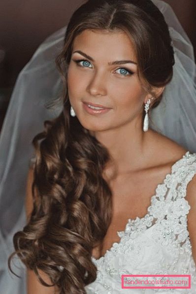 Acconciature da sposa per capelli lunghi con un velo