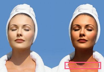 ragazza prima e dopo l'applicazione di bronzer ragazza prima e dopo l'applicazione di bronzer