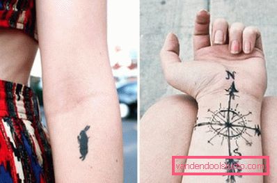 tatuaggio con una bussola e un coniglio