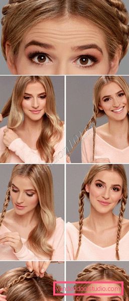 Belle acconciature per ragazze con un bordo con le proprie mani - foto