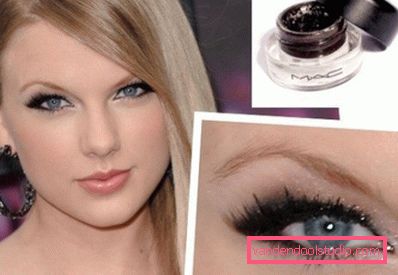 Taylor Swift con il trucco occhi di gatto Taylor Swift con il trucco occhi di gatto