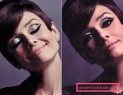 audrey hepburn con il trucco degli occhi luminosi