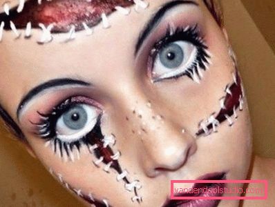Trucco insolito di un uomo morto vivente su Halloween trucco insolito vivo morto