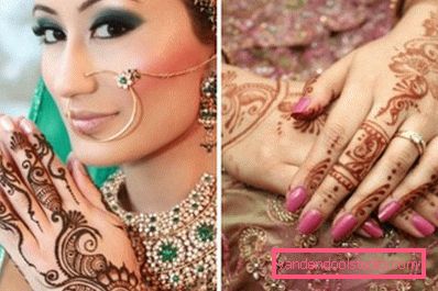 Bellezza orientale con mehndi tra le sue braccia