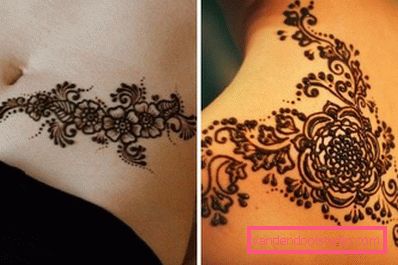 tatuaggio all'henné sul suo stomaco e scapola