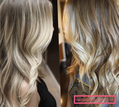 Capelli coloranti shatush Tintura alla moda di capelli scuri e chiari nello stile di Shatush