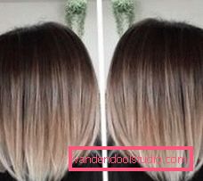 Shatush colorante su capelli biondi Tintura alla moda di capelli scuri e chiari nello stile di Shatush