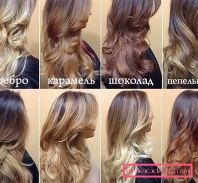 Capelli coloranti shatush Tintura alla moda di capelli scuri e chiari nello stile di Shatush
