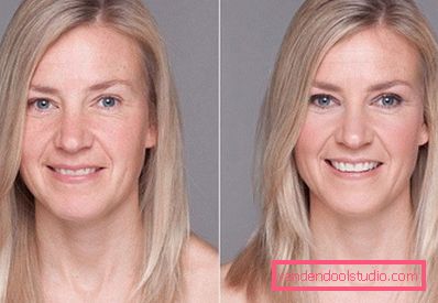 donna prima e dopo aver applicato un trucco ringiovanente donna prima e dopo aver applicato un trucco ringiovanente
