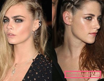 Kara Delvin e Kristen Stewart con un'imitazione del tempio rasato Kara Delvin e Kristen Stewart con un'imitazione del tempio rasato