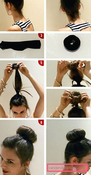 Acconciature ciambella alta e bassa su capelli lunghi