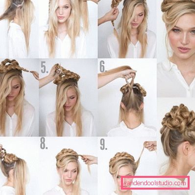 Acconciature ciambella alta e bassa su capelli lunghi