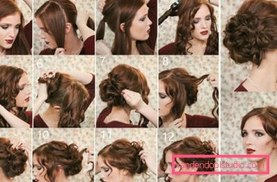 Acconciature ciambella alta e bassa su capelli lunghi