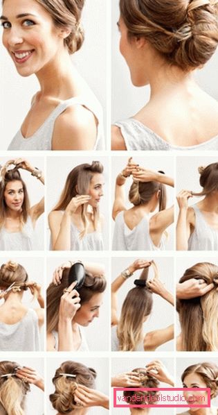 Acconciature ciambella alta e bassa su capelli lunghi