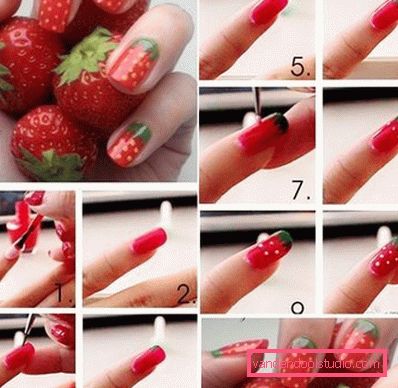 passo dopo passo creazione di manicure alla fragola fresca