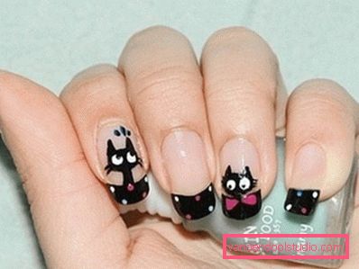 bella manicure con un gattino nero bella manicure con un gattino nero
