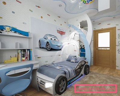 Un design interessante di una stanza per bambini per un ragazzo di diverse età.