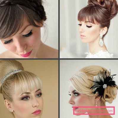 Acconciatura da sposa ciambella alta e bassa con un velo e senza di essa