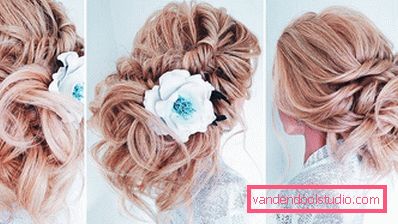 Acconciatura da sposa ciambella alta e bassa con un velo e senza di essa