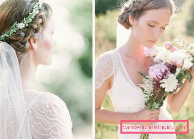 Acconciature da sposa con un velo in media