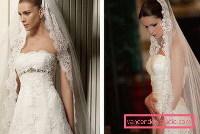 Acconciature da sposa con un velo in media