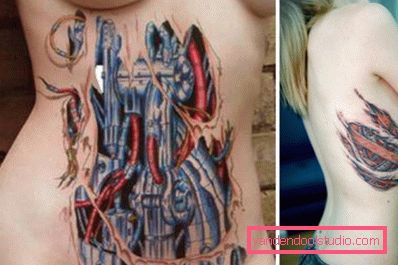 tatuaggi biomeccanici su corpi femminili