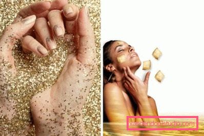 particelle di metallo prezioso su mani e viso particelle di metallo prezioso su mani e viso